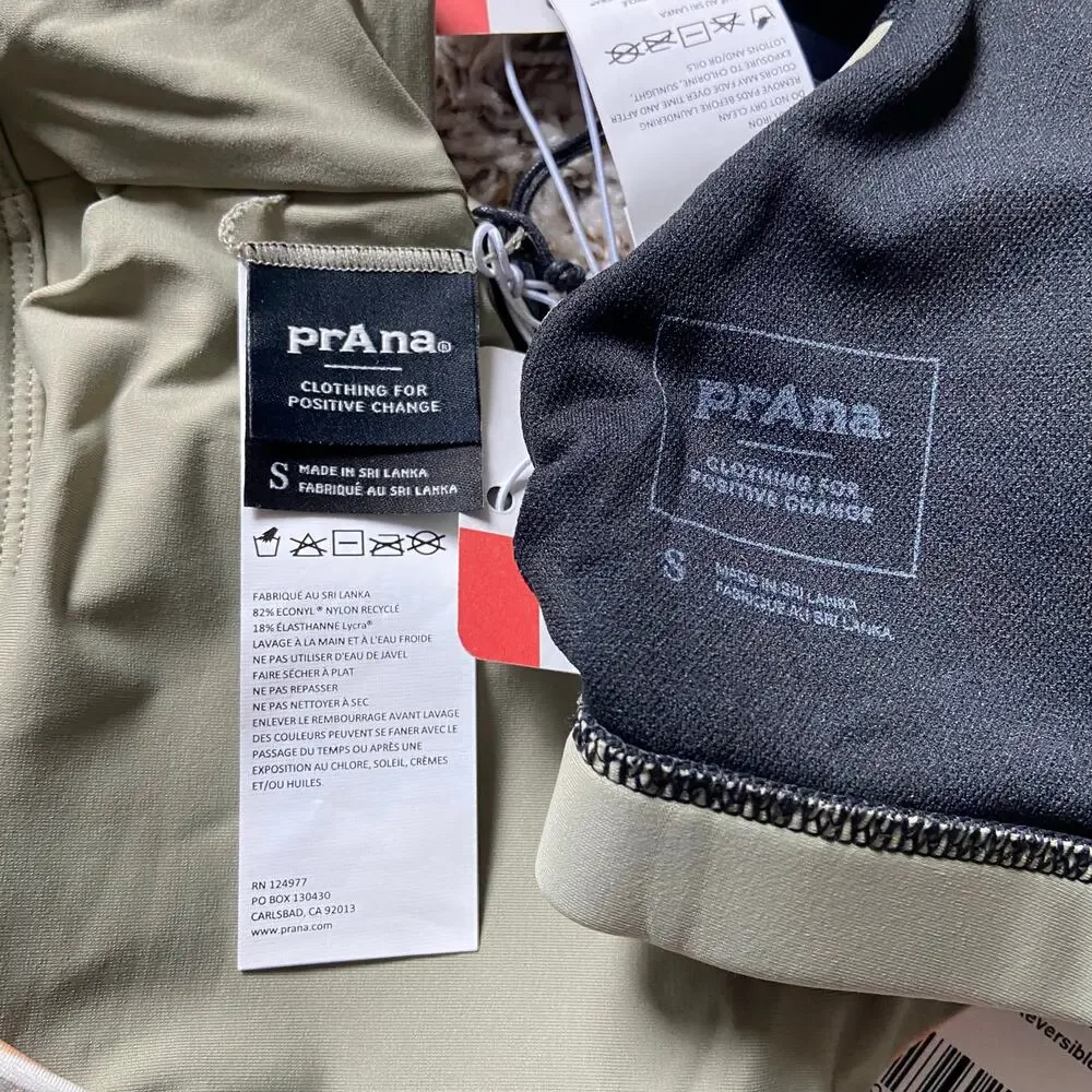 Prana Baja Bound & Willow Falls Reversible Top Small Black Color Block Waves Set